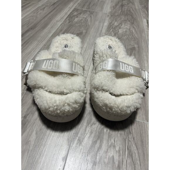 UGG fluffita Shearling Wool Platform Slide Sandals - Picture 4 of 7
